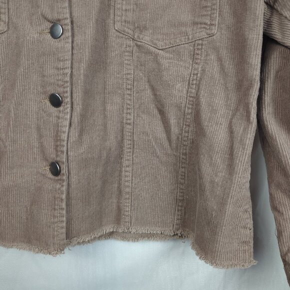 Cropped Corduroy Jacket with Frayed Hem - Picture 4 of 8